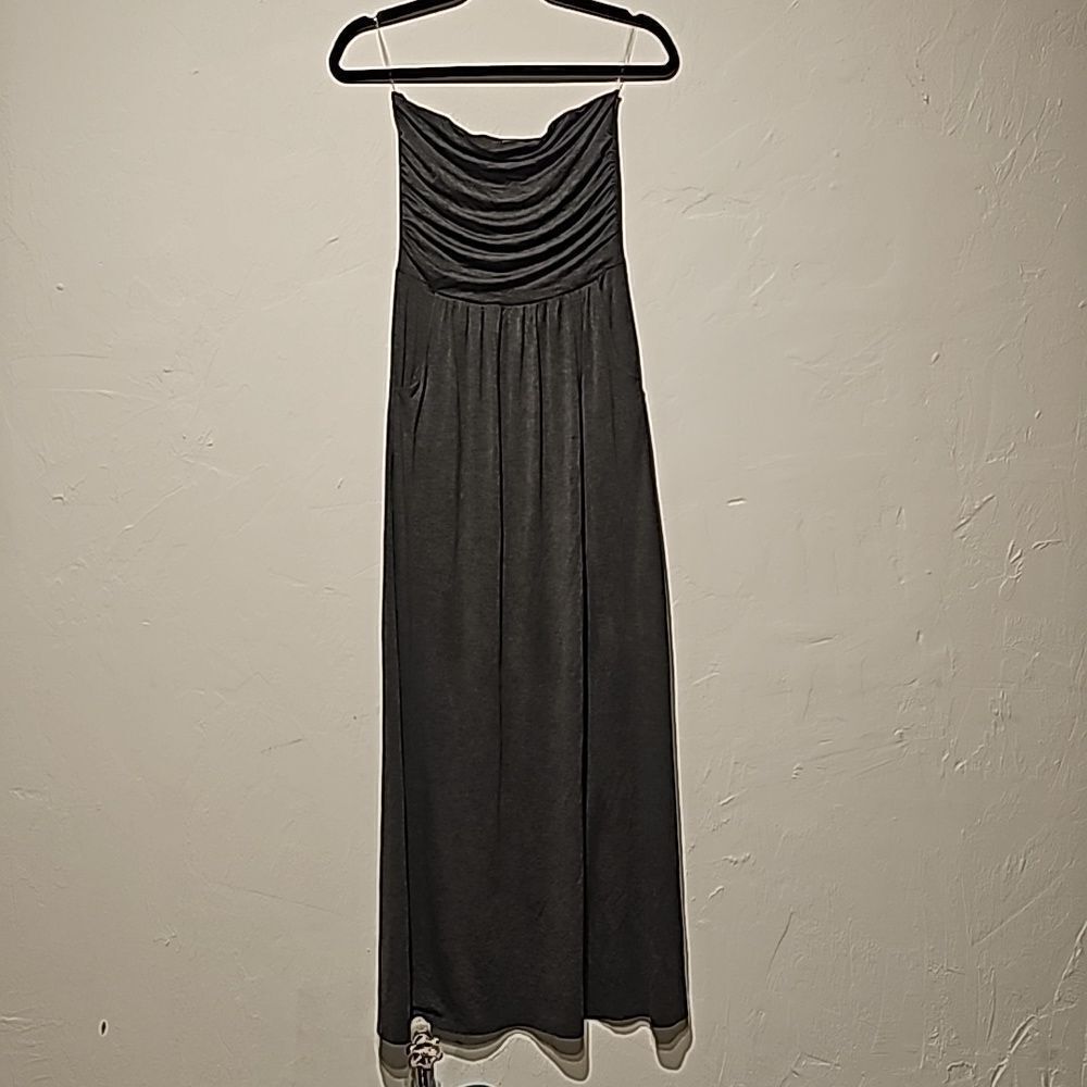 Heather Gray Strapless Maxi Dress